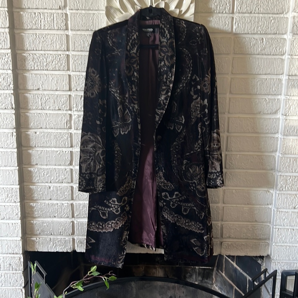 Emanuel Ungaro velvet printed coat.